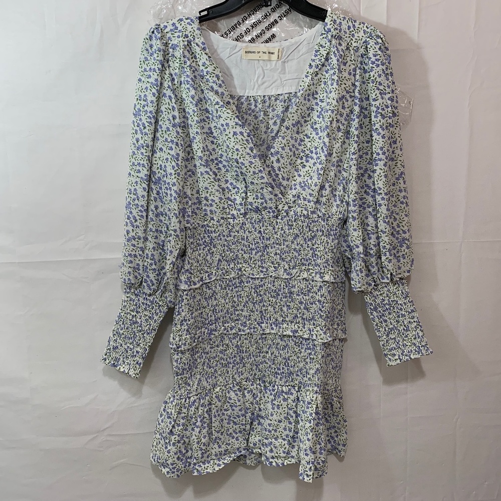 Sisters Of The Tribe long sleeve frill mini dress in floral Size 4